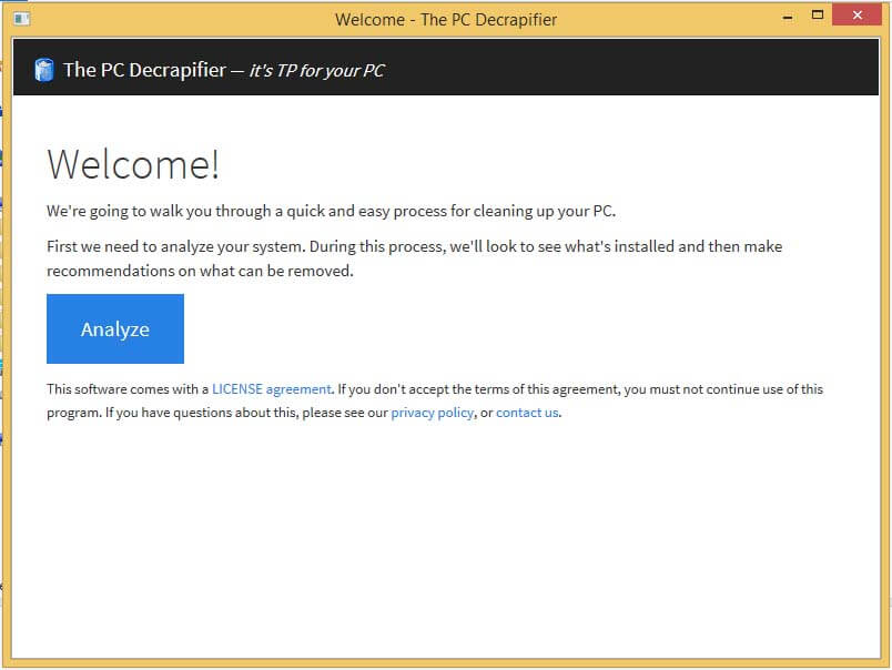 PC Decrapifier - Welcome Screen